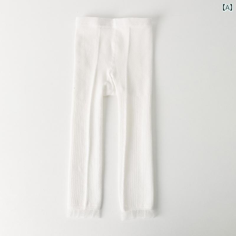 パンツ 女の子 ベビー キッズ レース フリル 九分丈 レギンス スキニー 美脚 綿 コットン 無地 秋冬 普..