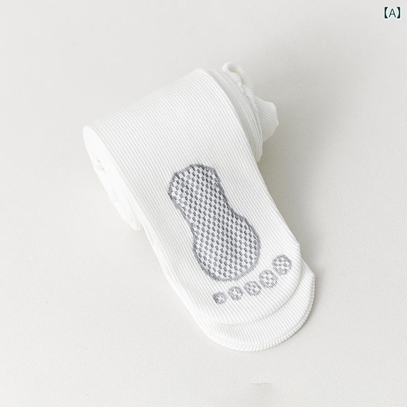 タイツ キッズ 女の子 ジュニア 春夏 綿 コットン リブ 縦縞 足つき 無地 伸縮性 ストレッチ 通気性 中..