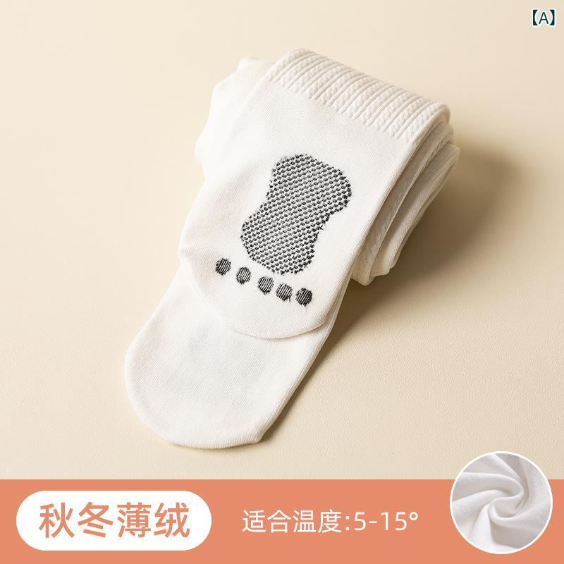 タイツ 女の子 ベビー キッズ 綿 コットン レギンス 吸湿速乾 あったか ケーブル編み 薄手 厚手 裏起毛 足つき かわいい おしゃれ 普段使い お出かけ 白