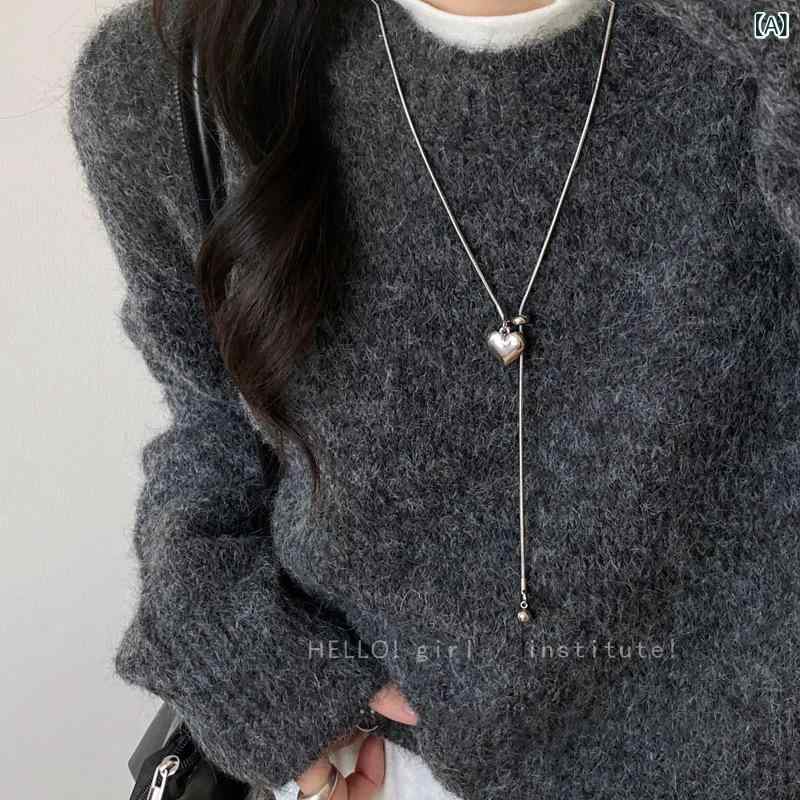 ネックレス 女性用 シンプル ミニマル ハート ペンダント 高級感 チタン鋼 サージカルステンレス 蛇骨..