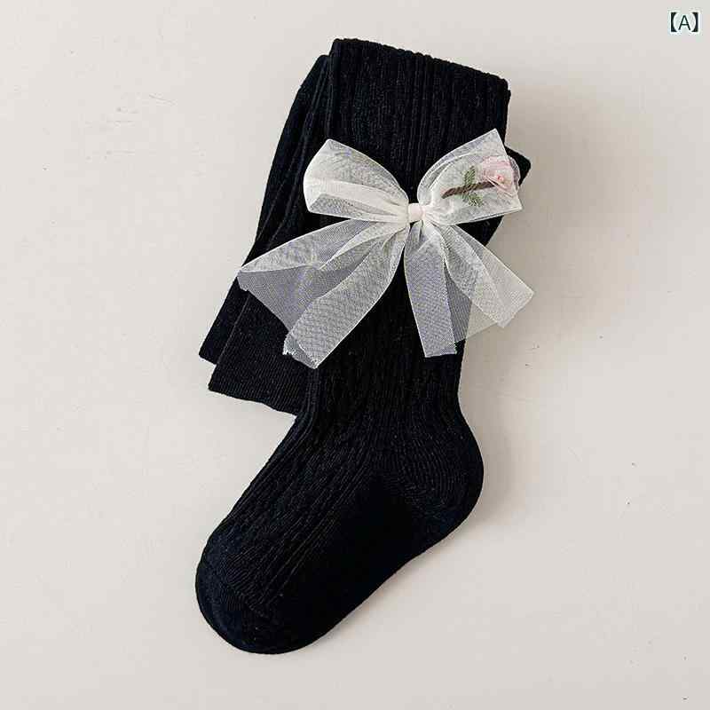 ベビー 連体タイツ 女の子 レギンス リボン コーマ綿 薄手 通気性 吸汗速乾 無縫製 おむつ対応 外出着 ..