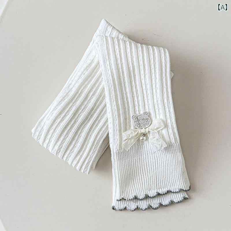 タイツ 女の子 キッズ レギンス 9分丈 くるぶし丈 精紡綿 コーマ綿 ニットコットン 薄手 快適 通気性 吸湿速乾 かわいい リボン フリル お出かけ 通園 普段使い 春秋