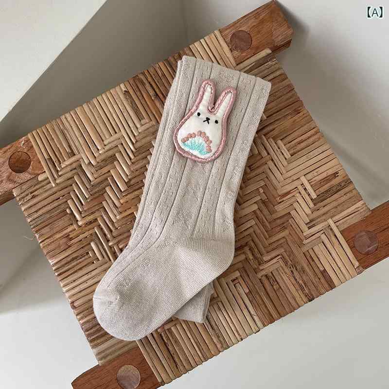タイツ ベビー 女の子 レギンス スパッツ 春秋 ウサギ柄 ジャカード織り 外履き かわいい プリンセス おしゃれ 通気性 吸汗性 薄手 白 ホワイト コーマ綿