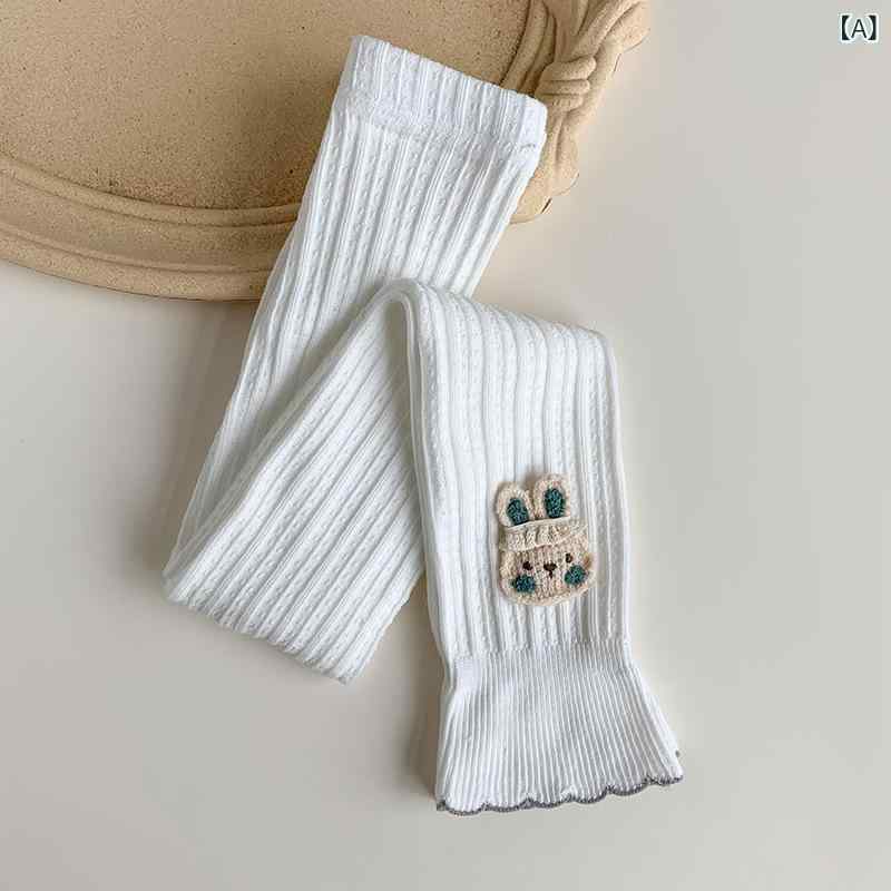 タイツ 女の子 キッズ 9分丈 レギンス スパッツ うさぎ柄 コーマ綿 コットン 薄手 通気性 吸湿速乾 かわいい おしゃれ 春秋