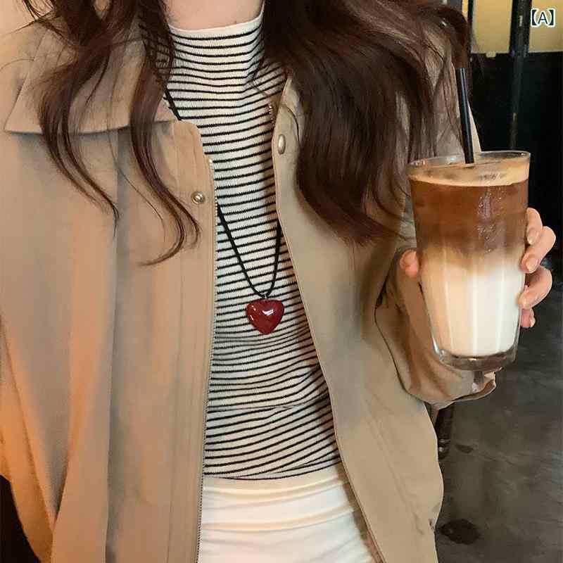 ネックレス 女性用 ハートモチーフ PUレザー コード ロング ニットセーター カジュアル 普段使い 日韓..