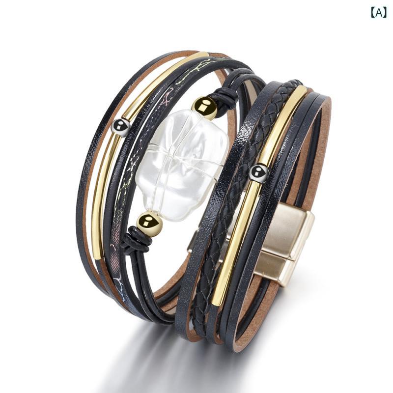 ブレスレット レディース 女性用 欧米風 バロック パール パール シェル 貝殻 不規則 オリジナルデザイ..