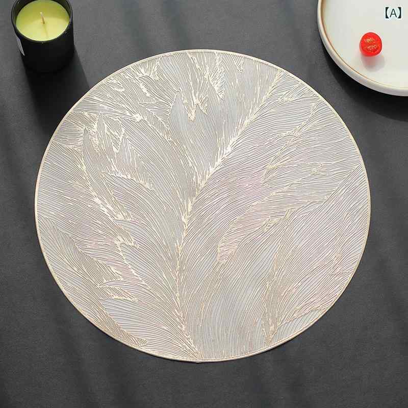 ランチョンマット テーブルマット おしゃれ シンプル 高級感 防水 防油 耐熱 滑り止め 花柄 PVC製 円形 丸型 業務用 家庭用 ゴールド シルバー ローズゴールド