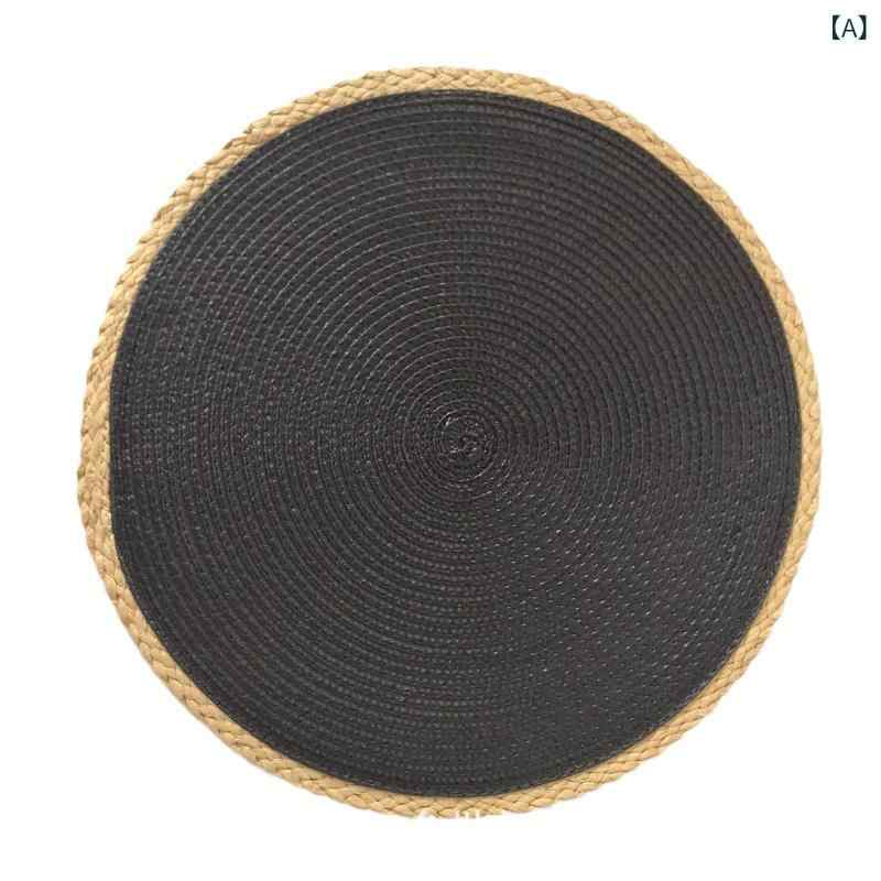 ランチョンマット 円形 36cm シンプル 編み込み レトロ ヴィンテージ ダイニング 食卓 コースター 皿敷き 鉢敷き 無地 PP素材 デコレーション インテリア