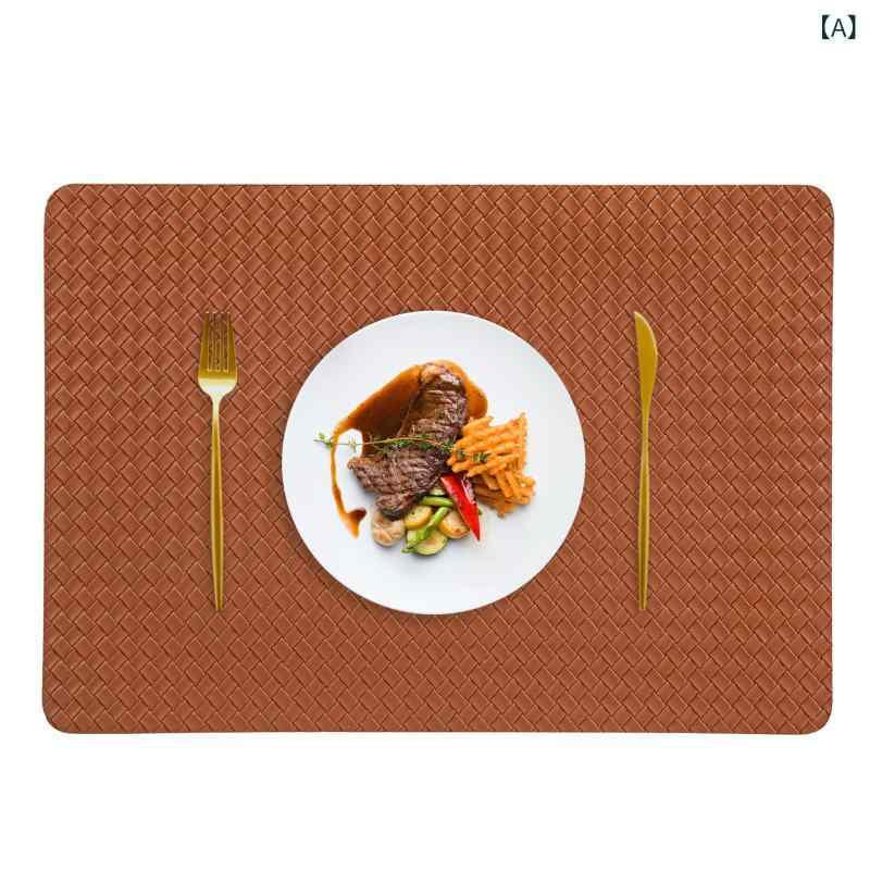 ランチョンマット 北欧スタイル おしゃれな 両面 編み込み模様 レザー 高級感 耐熱 断熱 ダイニング ホ..