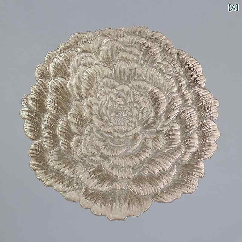 ランチョンマット PVC製 テーブルマット 耐熱 防水 防汚 撥水 丸洗い可能 おしゃれ 北欧風 インスタ映え ダイニング キッチン 食卓 ホテル レストラン 業務用 花形 ゴールド シルバー ローズゴールド