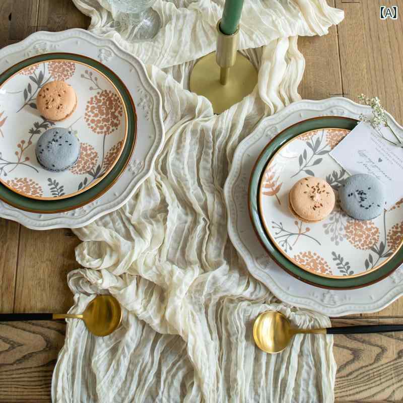 テーブルランナー シワ加工 ガーゼ ねじり プリーツ ボヘミアン風 リゾート風 結婚式 誕生日 ホームパーティー 宴会 イベント 装飾