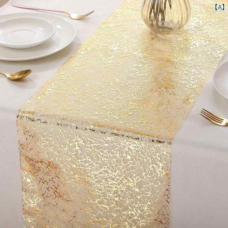 テーブルランナー オーガンジー ポリエステル 大理石柄 箔押し加工 北欧風 結婚式 パーティー 宴会 食卓デコレーション ゴールド ローズゴールド 高級感 エレガント インテリア雑貨