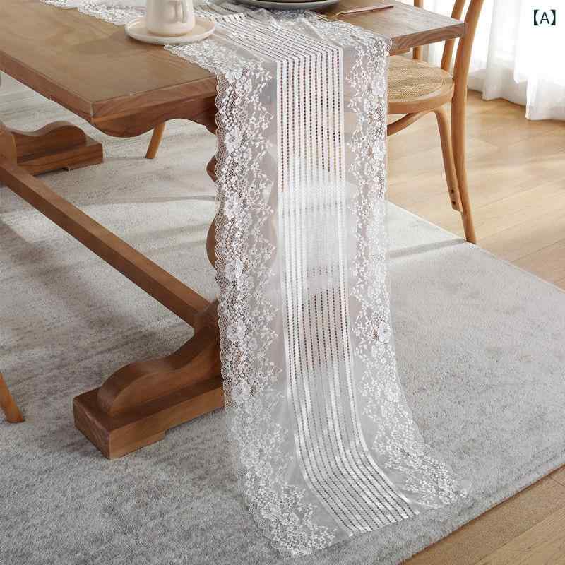 テーブルランナー 北欧 シンプル モダン 欧風 クラシック カントリー レース ファブリック テレビ台 ダ..