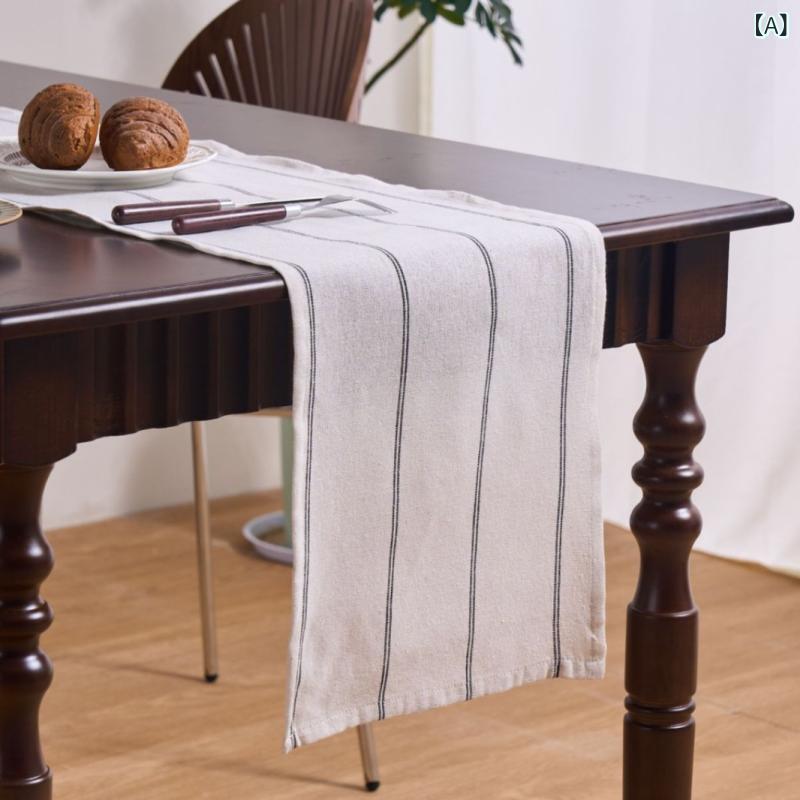 テーブルランナー テーブルセンター 北欧風 モダン ジャカード織り 幾何学模様 ストライプ柄 フリンジ タッセル ポリエステル綿混紡 ロングタイプ ダイニング リビング 食卓飾り