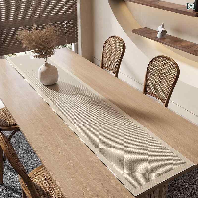 テーブルランナー 北欧 和モダン 侘び寂び フレンチスタイル レザー 合皮 防水 撥水 防油 撥油 耐熱 拭ける シンプル 長方形 幾何学模様 ストライプ テーブルクロス テーブルマット ダイニング 食卓