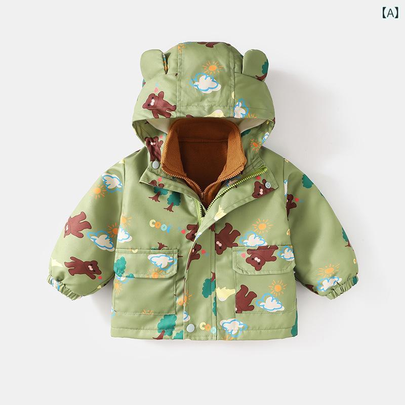 ジャケット キッズ 男の子 女の子 ベビー マウンテンパーカー スリーインワン 3WAY 防風 着脱式 長袖 ポリエステル 春秋 スポーツ アウトドア グリーン アイボリー ミドル丈