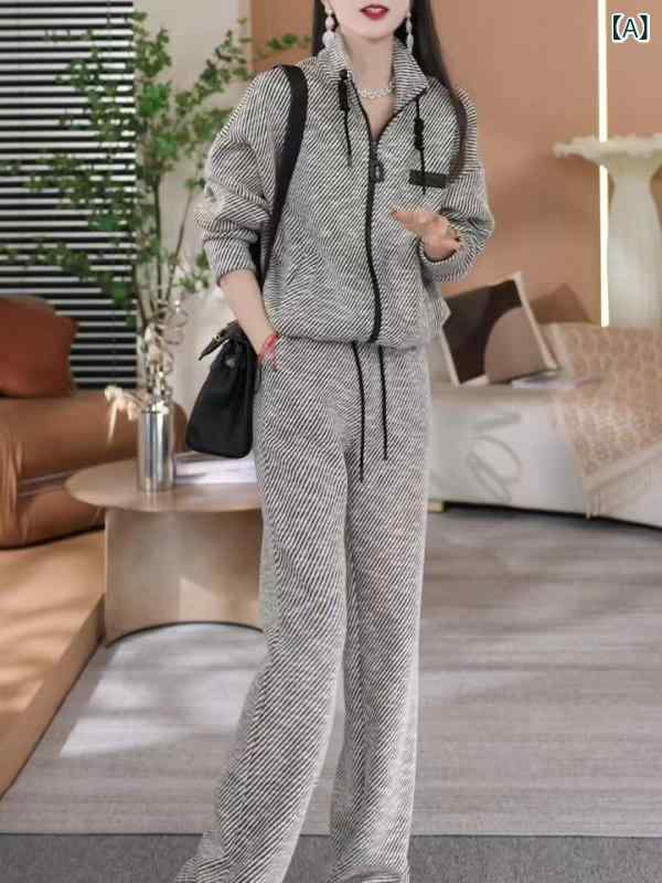 スウェットセットアップ レディース 春秋 Kファッション 大人カジュアル おしゃれ 若見え エイジレス ..