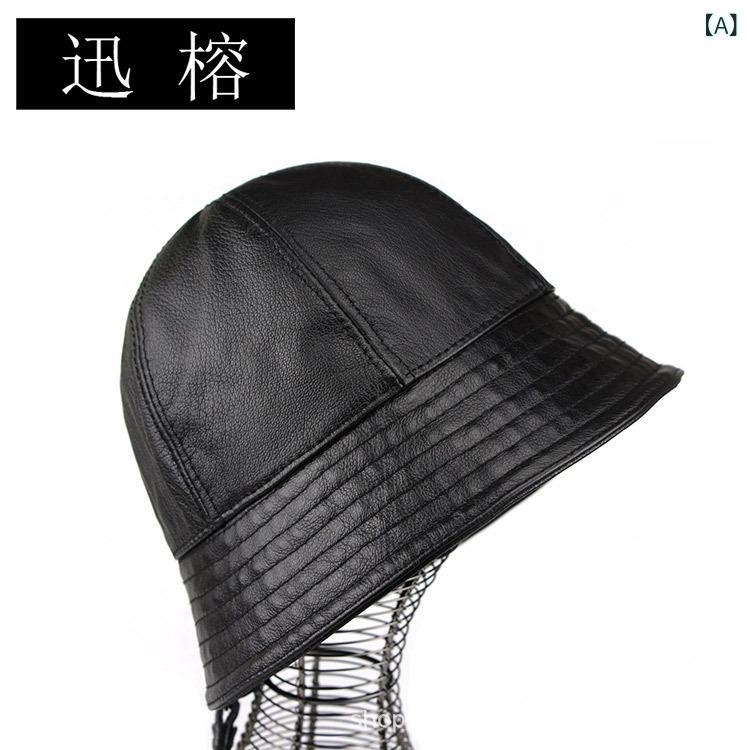 ハット レディース 春秋 和風 羊革 本革 バケットハット 日よけ UVカット 広つば レトロ スタイリッシ..