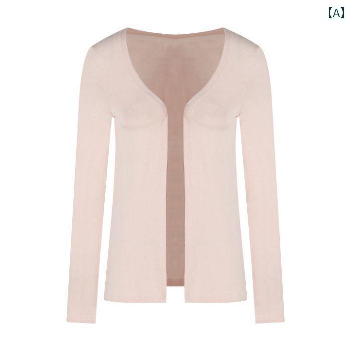 カジュアルセット レディース ピンク UVカット ロングカーディガン パフスリーブ ベアトップ リボントップス 2点セット ポリエステル素材 春夏 普段使い 純欲風 エレガント フェミニン 薄手