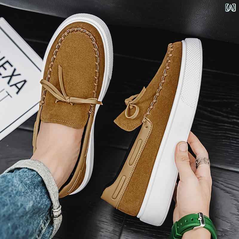 モカシンシューズ メンズ 秋冬 スエード ローカット 快適 ソフトソール ラウンドトゥ 万能 カジュアル 日常使い スリッポン 耐摩耗性