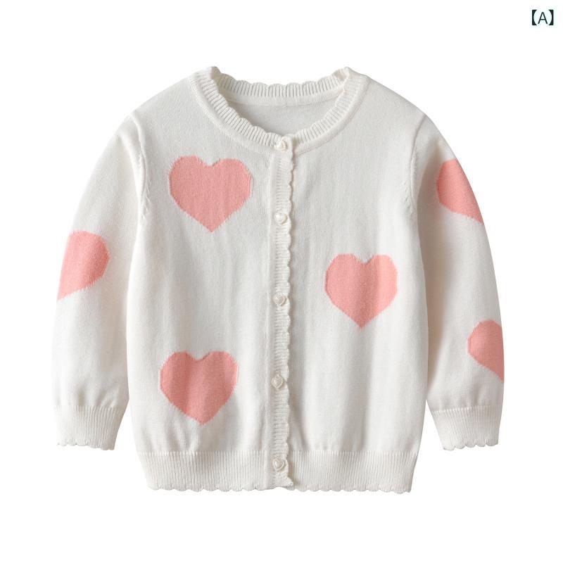 ニットカーディガン 女の子 ベビー キッズ 幼児 かわいい コットン ジャカード織り アウター 韓国風 着回し 春秋