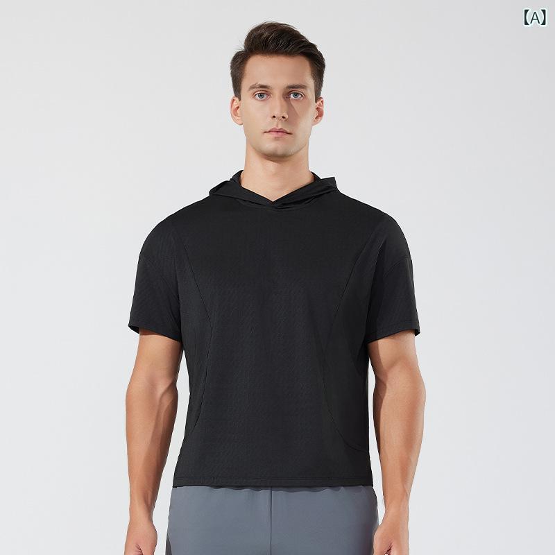 Tシャツ 男女兼用 ユニセックス 春夏 半袖 フード付き 速乾 吸汗速乾 ドライ スポーツウェア ランニング ウォーキング トレーニング フィットネス アウトドア 部屋着 普段使い カジュアル ゆったり ビッグシルエット トップス カットソー(4.0)