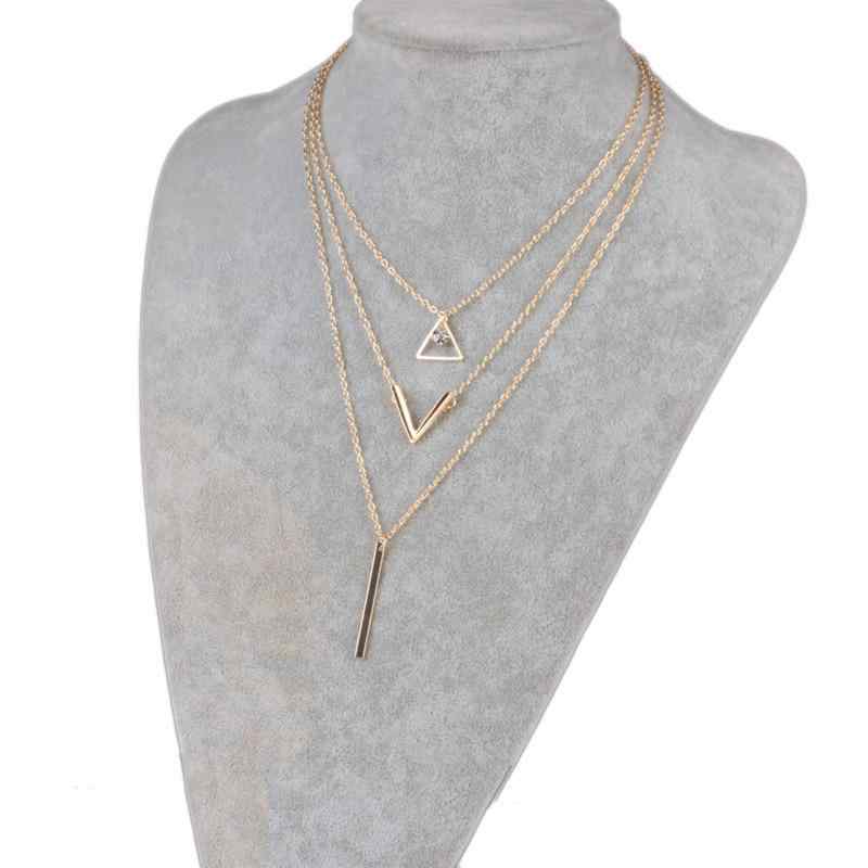 ネックレス レディース アクセサリー ゴールド 合金製 クリスタル スパンコール 多層 幾何学模様 ペン..