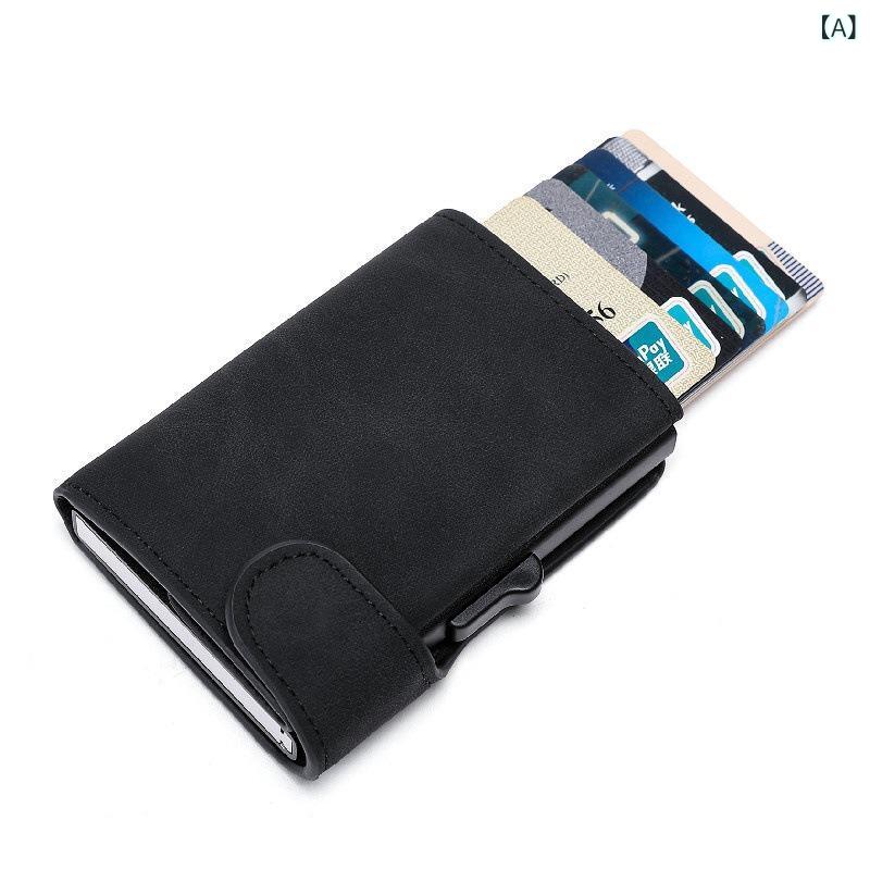 財布 ウォレット ユニセックス 男女兼用 馬革風レザー アルミ合金 カードケース クレジットカードケー..