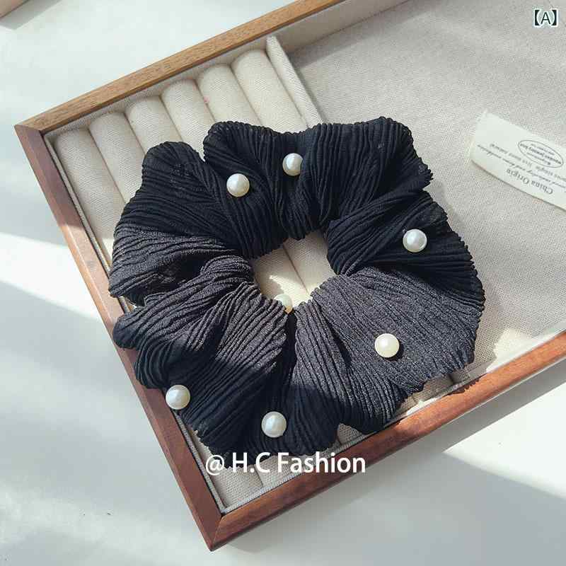 シュシュ レディース フレンチ レトロ パール チュール プリーツ ボリューム 高級感 布製 個性的 上品 ..