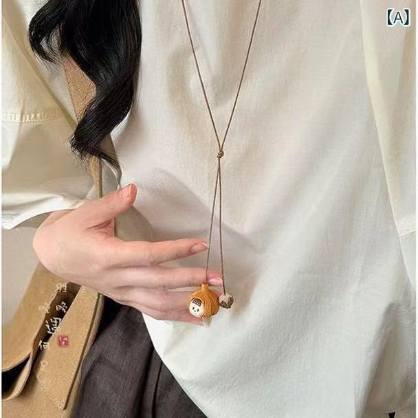 ネックレス レディース ネオチャイニーズスタイル 柿モチーフ かわいい ロングペンダント セーターネッ..