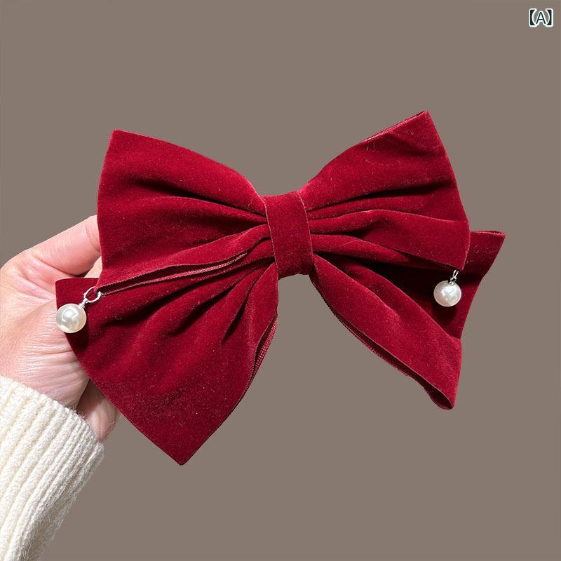 ・カテゴリ: ヘッドアクセサリー・スタイル: プリンセス、フェミニン・主な素材: ベルベット・加工方法: ハンドメイド・種類: バネクリップ・流行要素: リボン・カラー展開: ワインレッド、ブラック・対象: 女性