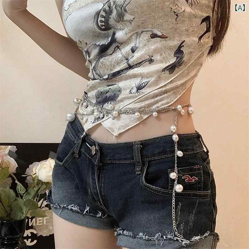 ネックレス レディース 2way ウエストチェーン 貝殻モチーフ ペンダント チャーム 合金 電気メッキ加工 長さ調節可能 上品 エレガント 高見え 個性的 万能 ファッション