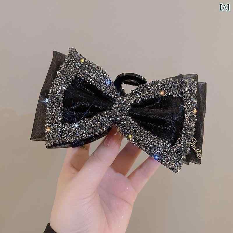 ヘアクリップ レディース バンスクリップ シャーククリップ 大きめ ラインストーン リボン まとめ髪 アップヘア かわいい フェミニン