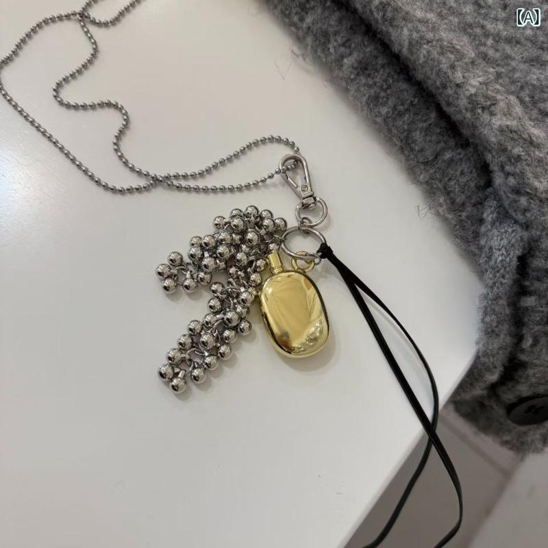 ネックレス レディース ブドウの房 モチーフ フリンジ ボトル型 ペンダントトップ ロング丈 セーターチ..