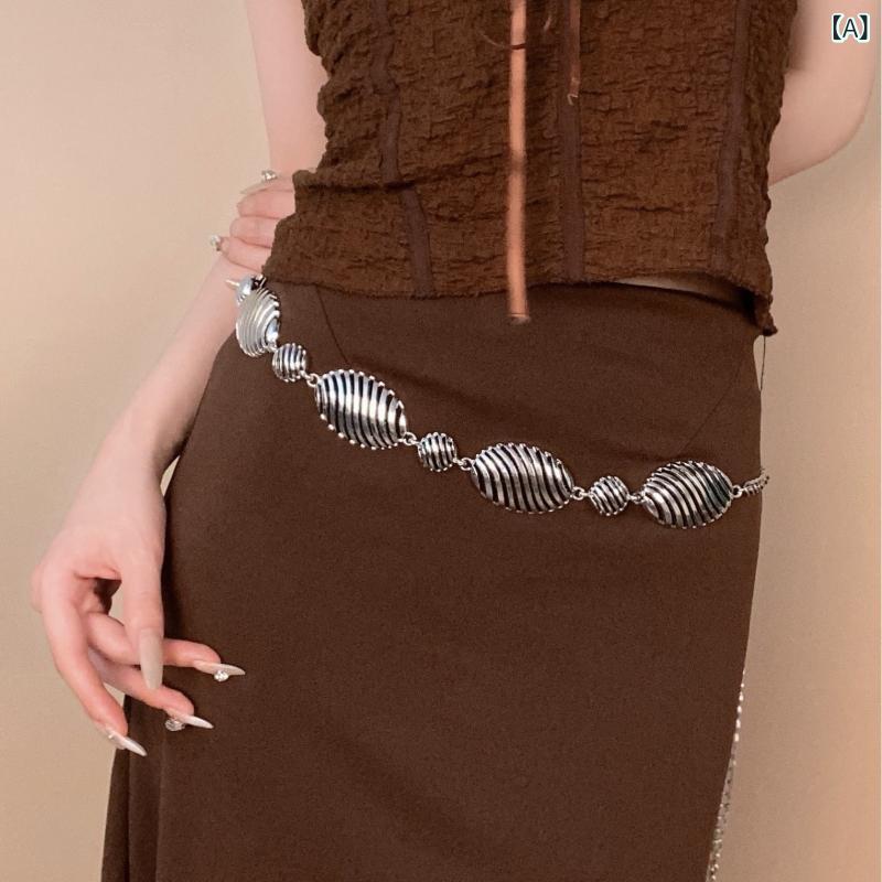 チェーンベルト レディース メタル ウエストアクセサリー エスニック調 個性的 ショートスカート ワン..