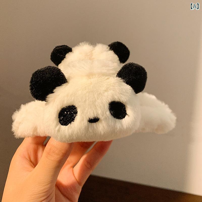 ヘアクリップ レディース パンダ ぬいぐるみ ふわふわ バンスクリップ シャーククリップ まとめ髪 アップヘア 髪留め 髪飾り 多毛用 太い髪 大人かわいい 個性的 ヘアアクセサリー