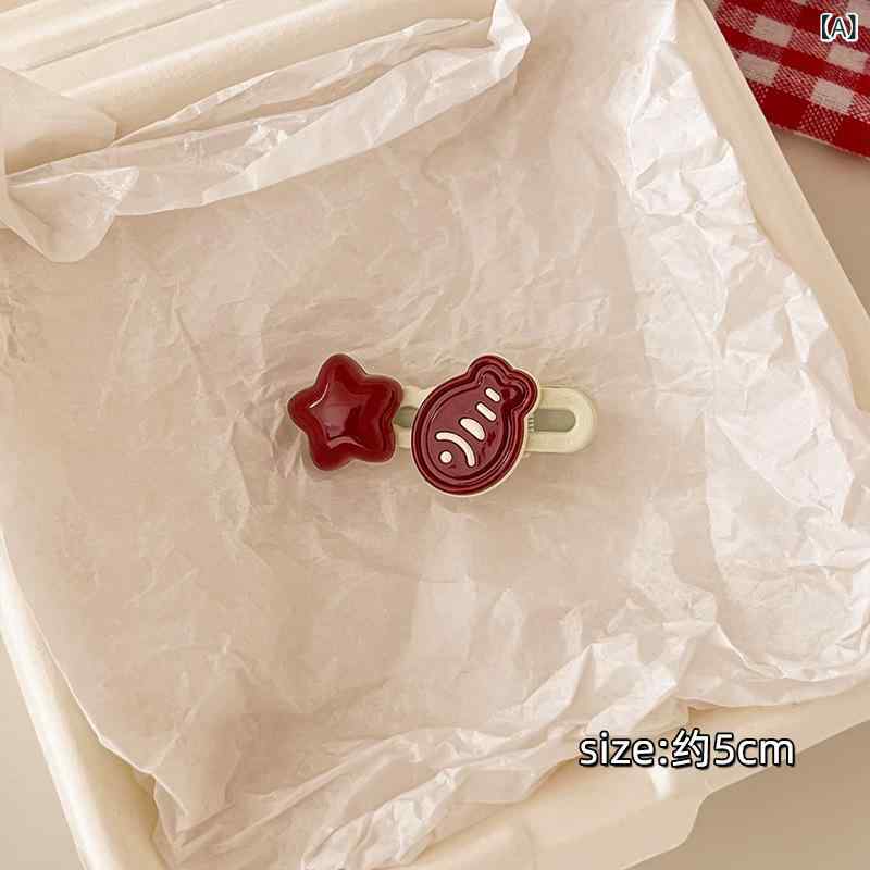 ヘアアクセサリー レディース かわいい 小魚モチーフ 赤 レッド 前髪 サイドヘア くちばし型 髪留め ポ..