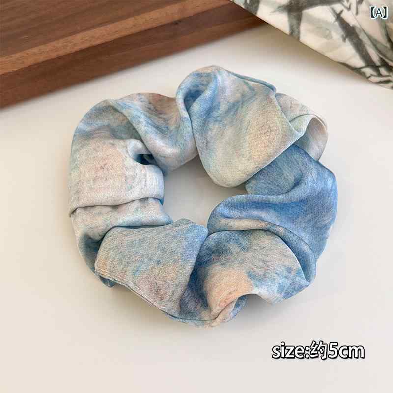 シュシュ レディース フレンチ レトロ ヴィンテージ風 水墨画風 水彩 ぼかし グラデーション お団子ヘ..