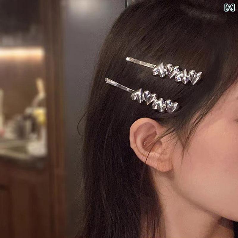 ヘアクリップ レディース ハート形 ダッカールクリップ 前髪クリップ サイドクリップ 甘辛ミックス Y2K..