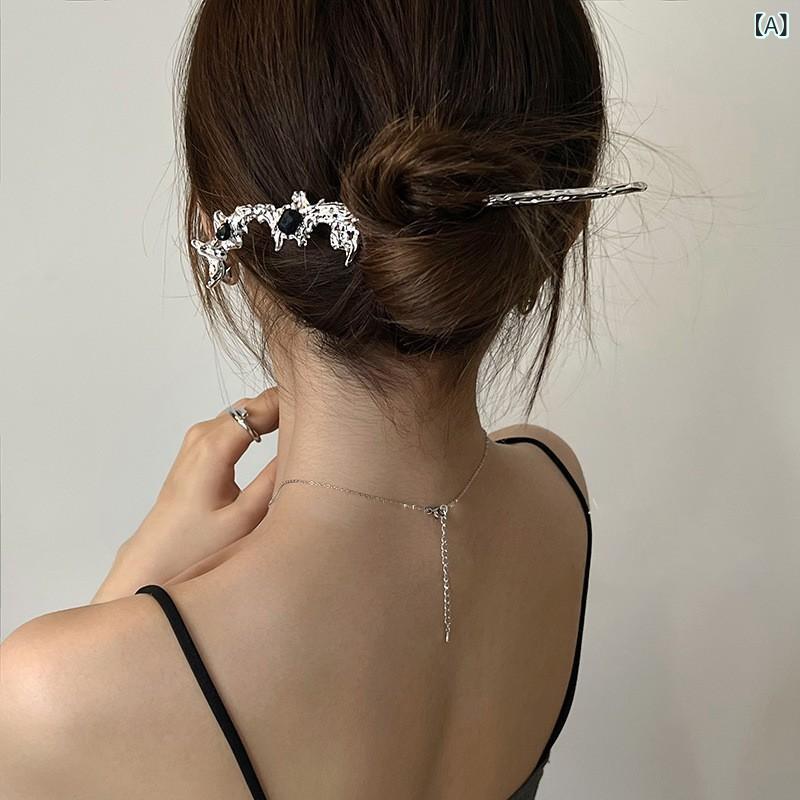 簪 レディース レトロ ヘアスティック 上品 シンプル 合金製 電気メッキ まとめ髪 アップヘア 普段使い フォーマル 幾何学 月光石 ヘアアクセサリー