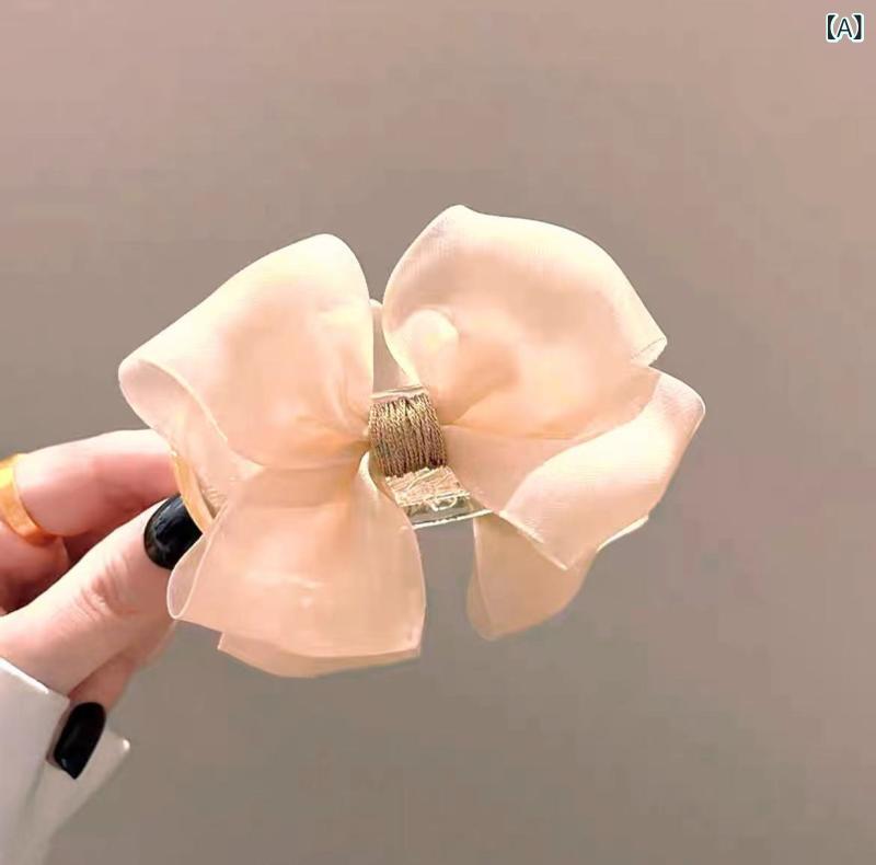 バンスクリップ レディース ナチュラル シフォン リボン お団子ヘア ポニーテール まとめ髪 大人可愛い..