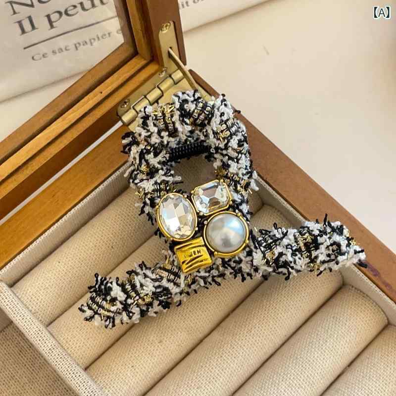 ヘアアクセサリー レディース 上品 クラシカル フェイクパール バンスクリップ 秋冬 お出かけ デイリーユース エレガント 後ろ髪留め レトロ 高級感 ハンドメイド