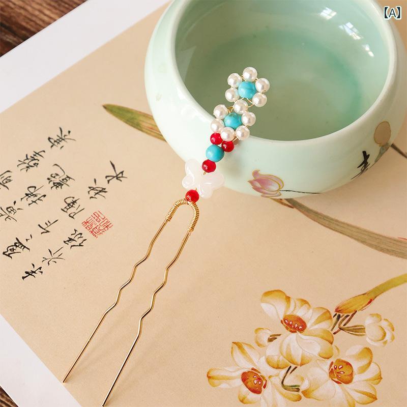 ヘアアクセサリー ユニセックス レトロ クラシック 中国風 チャイナ風 漢服 唐装 古装 伝統芸能風 フェ..