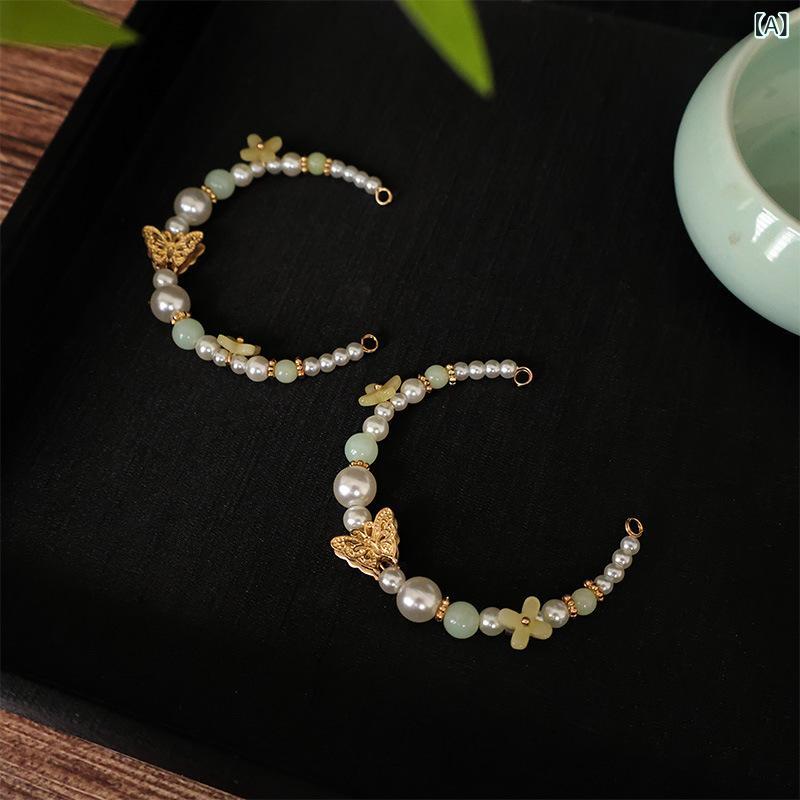 簪 レディース 漢服風 パール 金木犀 蝶モチーフ 古風 レトロ アンティーク 民族調 髪飾り 金属製 ハン..