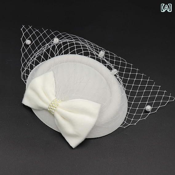 ヘッドドレス レディース パール リボン ファシネーター 結婚式 披露宴 ティーパーティー 競馬 フォー..