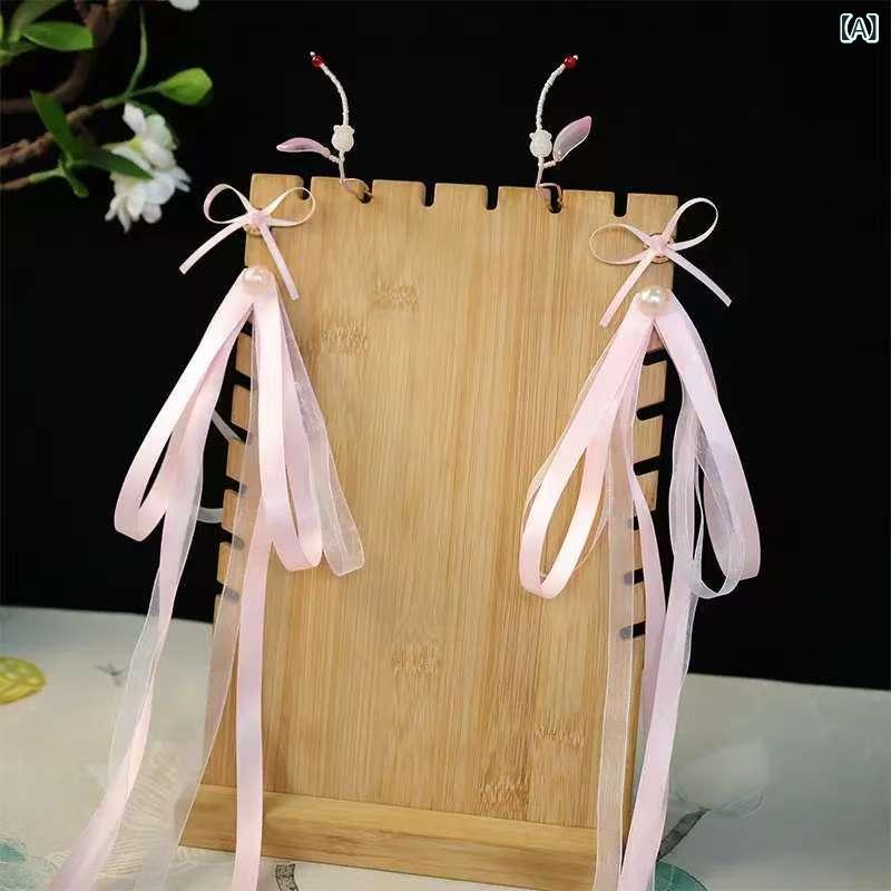 ヘアアクセサリー レディース 漢服 古装 中華風 永夜星河 モチーフ リボン 房飾り メタル ヘアクリップ 髪飾り ヘッドドレス セット レトロ アンティーク ハンドメイド 秋冬 イベント パーティー コスプレ