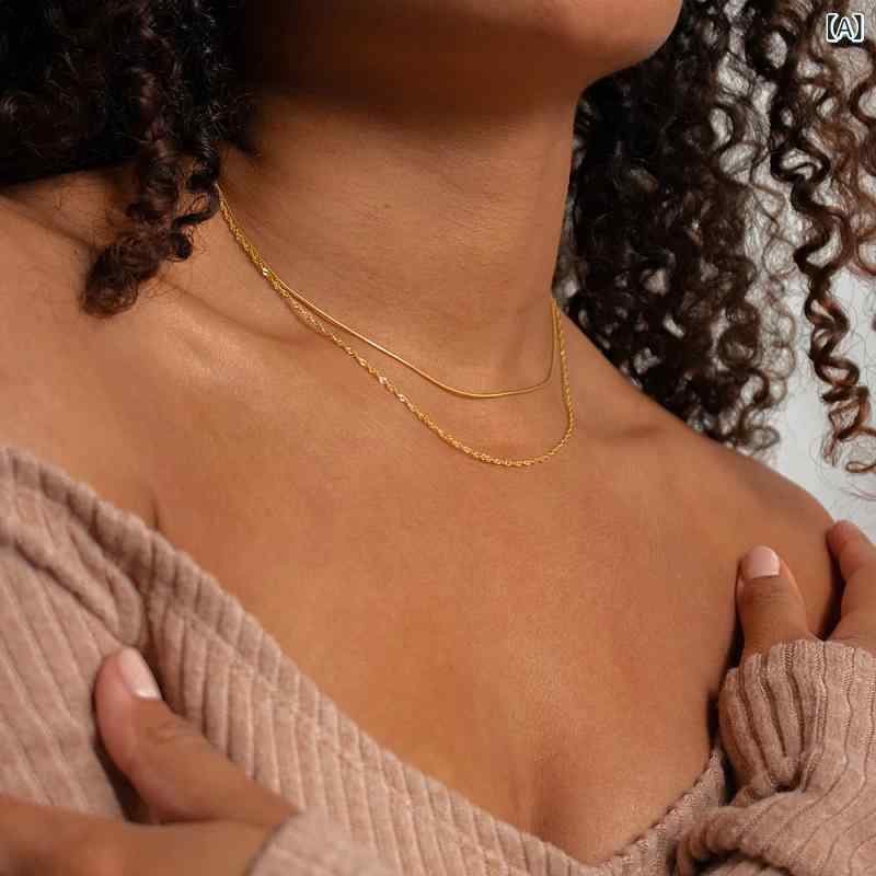 ネックレス レディース 欧米風 ファッション スネークチェーン シンガポールチェーン 重ね付け 合金 シ..