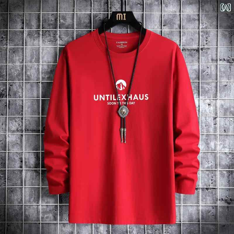 Tシャツ メンズ 大きいサイズ ビッグシルエット 長袖 ゆったり 通気性 プリント クルーネック 裏起毛 再生繊維 秋冬 トップス カジュアル 普段使い