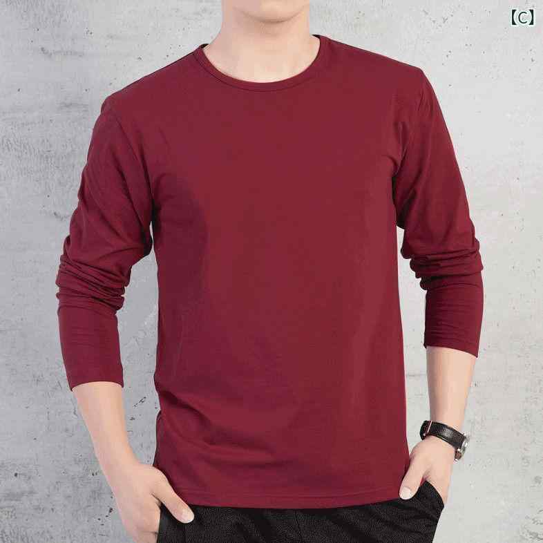 Tシャツ メンズ ロンT 長袖 クルーネック 丸首 トップス カットソー ゆったり ビッグシルエット 大きいサイズ ルーズフィット カジュアル 韓国系 普段使い デイリー インナー アンダーウェア ポリエステル 再生繊維 無地