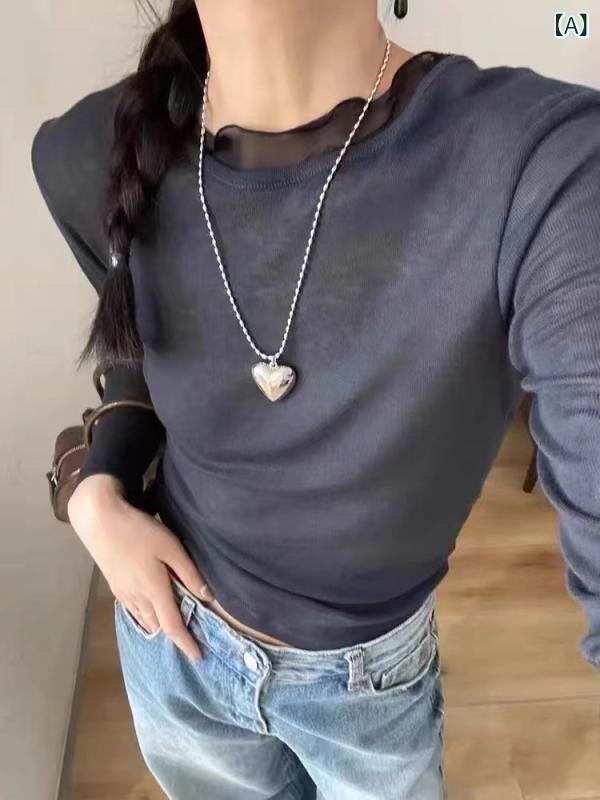 ネックレス ユニセックス 韓国 シンプル シルバー 立体 ハート型 ペンダント チタン鋼 電気メッキ加工 ..